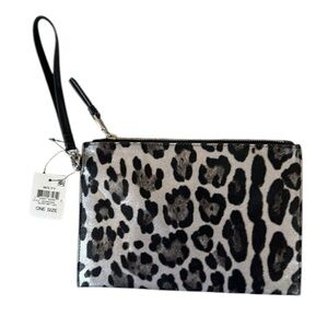 INC International Concepts Black Silver Leopard Wristlet